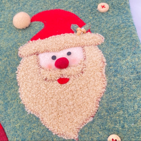 4 Green Embellished Santa Christmas Stockings, Christmas Socks, Xmas Stocking - Picture 3 of 7